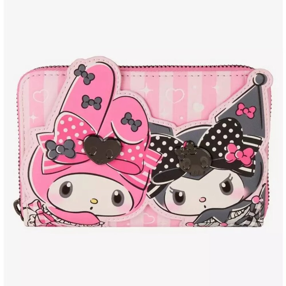 NWT Loungefly Sanrio My Melody & Kuromi Striped Small Zip Wallet